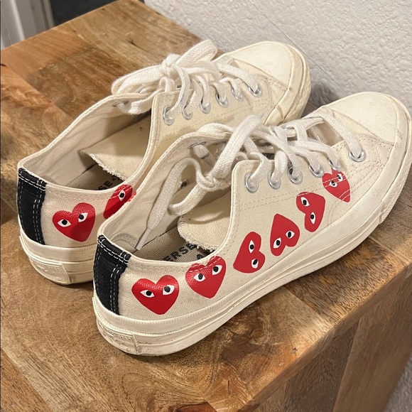 Converse Play Cream and Red Heart Sneakers - Picture 2 of 3